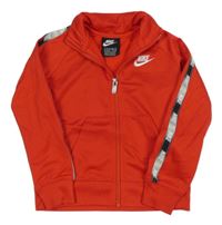 Červená sportovní funkční propínací mikina s logy Nike 