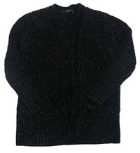 Černý třpytivý žinylkový svetrový cardigan 