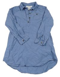 Modré lehké plátěné košilové šaty H&M