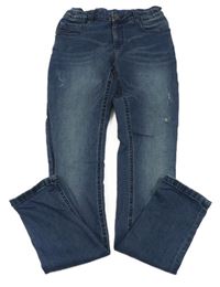 Tmavomodré skinny teplákové rifle s vyšúchaním zn. BLUE RIDGE