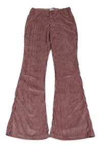 Staroružové rebrované flare zamatové nohavice