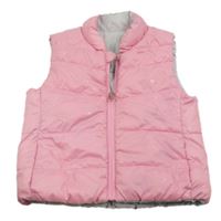 Ružová prešívaná šušťáková zateplená obojstranná vesta so srdiečkami C&A