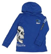 Safírové mikinotriko s lebkami a kapucňou F&F