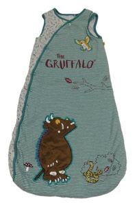 Tmavozeleno-šedý pruhovaný melírovaný zateplený spací pytel s Gruffalem Tu