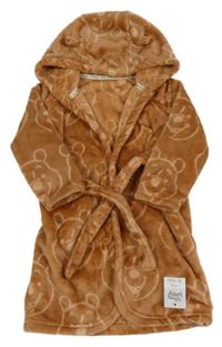 Nové - medový plyšový župan s Pú a kapucí s oušky George