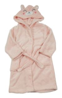 Světlerůžový plyšový župan s kapucí s čumáčkem C&A