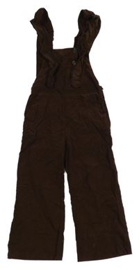 Tmavohnědé manšestrové laclové kalhoty s volánky Zara