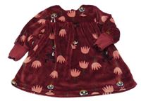 Vínové plyšové šaty s tulipánky a dievčatkom MOOMIN by martinex