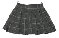 Tmavošedo-svetloružová kockovaná vlnená sukňa C&A