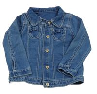 Modrá tepláková rifľová bunda s mašľami a golierikom George