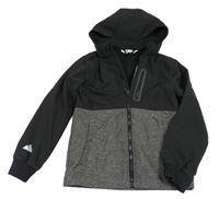 Černo-tmavošedá softshellová bunda s odepínací kapucí H&M