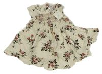 Nové - 2Set - Smetanové mačkané šaty s kytičkami + kalhotky na plenky Next