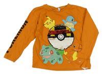 Pomerančové triko s pokémony a překlápěcími flitry PRIMARK