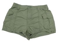 Khaki cargo plátenné kraťasy H&M