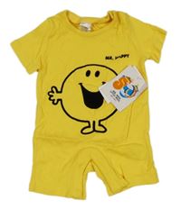 Nové - žltý kraťasový overal s MR. HAPPY