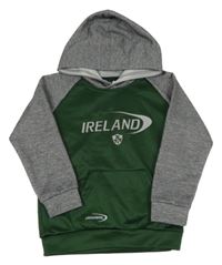 Smaragdovo-sivá thermo mikina s nápisom a vreckom a kapucňou