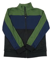 Černo-tmavomodro-khaki propínací sportovní mikina M&S