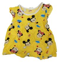 Tmavožlté šaty s Minnie a Mickey