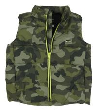 Khaki army prošívaná šusťáková zateplená vesta s nášivkou PRIMARK