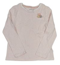 Ružovo-biele pruhované tričko s bambulkami F&F