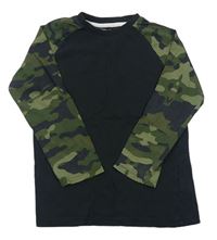 Šedo-khaki tričko s army rukávy F&F