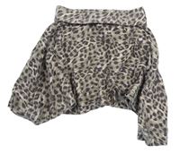 Béžovo-sivá bavlnená asymetrická sukňa s leopardím vzorom Yd.