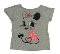 Sivé melírované tričko s myškou H&M