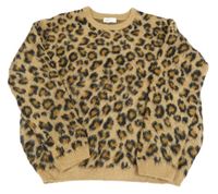 Hnědý oversize svetr s leopardím vzorem H&M