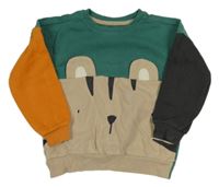 Zeleno-béžovo-tehlová mikina s ňufáčikom  George