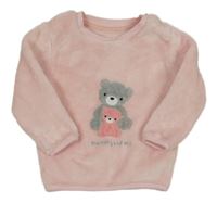 Ružová chlpatá mikina s medveďmi Nutmeg