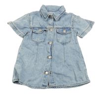 Svetlomodré rifľové prepínaci košeľové šaty Zara