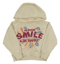 Béžová mikina s pruhovaným srdcem a kapucňou Studio