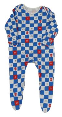 Modro-bílý kostkovaný overal se Spidermanem a obrázky George