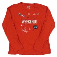 Červené tričko s nápisom a řasami Pepperts