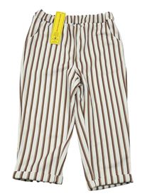 Nové - Bilo-hnedé pruhované teplákové nohavice