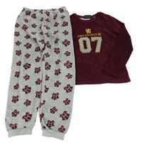 Vínovo-sivé chlpaté pyžama s číslem - Harry Potter Primark