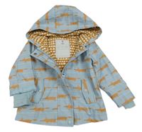 Světlemodrá nepromokavá jarní bunda s liškami a kapucí Tu