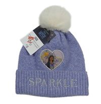 Nové - Levandulová třpytivá pletená čepice s Wish a bambulí Disney
