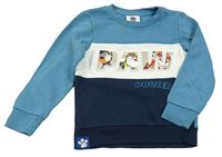Modro-bielo-tmavomodrá mikina s 3D nápisom a Paw Patrol C&A