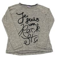 Šedé melírované třpytivé úpletové triko s nápisem F&F