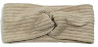 Béžová žebrovaná sametová čelenka s uzlem