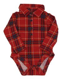 Červeno-černo-bílé kostkované košilové body F&F