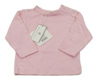 Nové - Růžovo-bílé pruhované triko