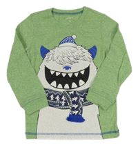 Zelené melírované tričko s príšerkou Carter's