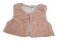 Růžová kožešinová podšitá vesta