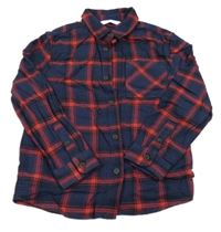 Tmavomodro-červeno-černá kostkovaná košile M&S