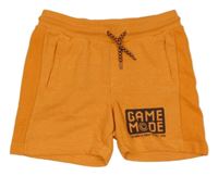 Oranžové teplákové kraťasy s nápisom a žebrováním Kiki&Koko