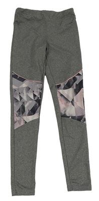 Tmavošedo-vzorované športové legíny Primark