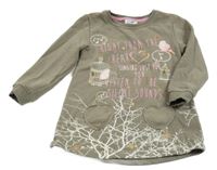 Sivá tepláková tunika s vtáčky a nápisom Topolino