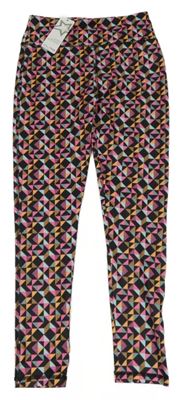 Nové - černo-růžovo-tyrkysové vzorované sportovní legíny Dunnes